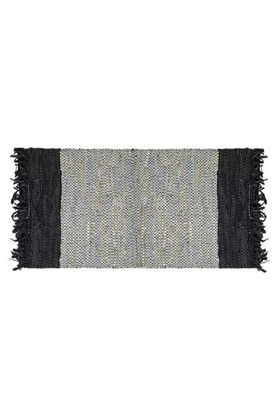Davida Dreams Faux leather and cotton rug, peasant, 110x60 cm, gray with black