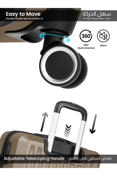 PARAJOHN Nexus 24-Inch Medium ABS Hard Case Checked-In Luggage Trolley Bag with 8 Spinner Wheels and Lock
