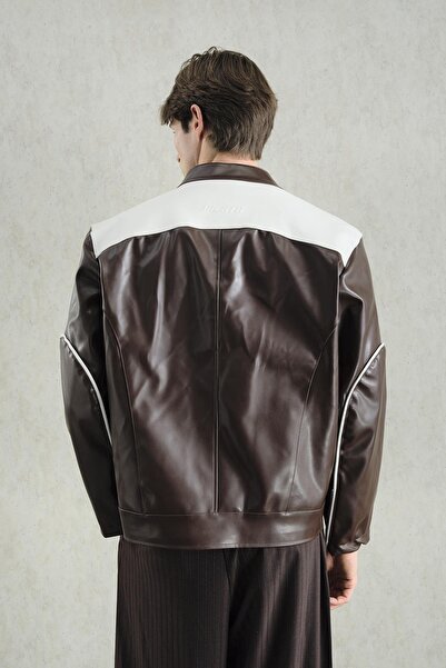 GIESTO Motorcycle Brown Leather Jacket