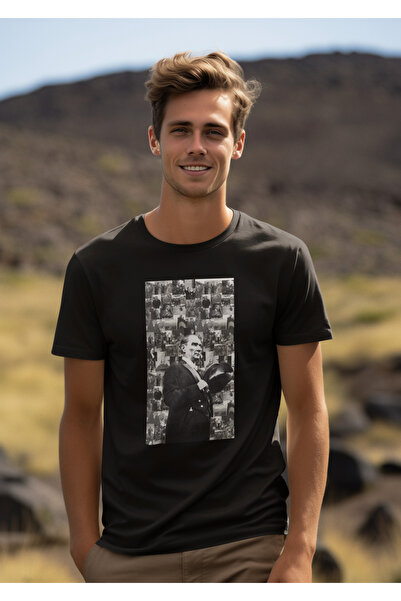 Stil Ανδρικό μπλουζάκι με στάμπα ATATURK, 100% ΒΑΜΒΑΚΙ, ΚΑΝΟΝΙΚΟ ΕΦΑΡΜΟΓΕΙΣΜΟ