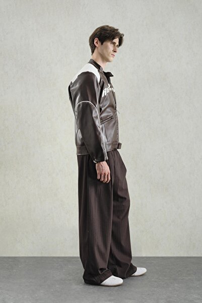 GIESTO Motorcycle Brown Leather Jacket