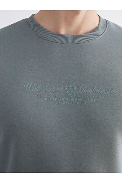 LC Waikiki Bisiklet Yaka Baskılı Erkek Sweatshirt