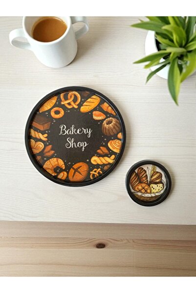 unique florya Bakery Shop Duo Set – Round Tray & Coaster (Set of 2)