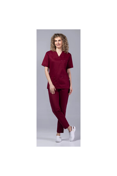 OEM Costum medical FLEXI COTTON STRETCH pentru femei, vișiniu