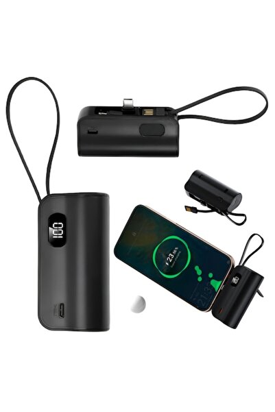 Full Abundance Baterie externă universală portabilă cu 3 porturi USB-C, USB-A, Lightning, design compact - Negru