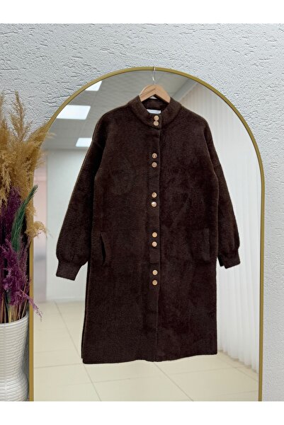 BENAHOLL Ferona Double Gold Button Plush Cap-Zi̇5251 Brown