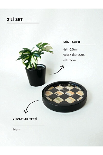 unique florya Καρό Σετ Δύο Τεμαχίων – Στρογγυλός Δίσκος με Τετράγωνο Σχέδιο &...