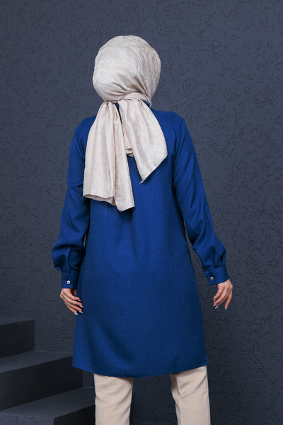 FİDEY Apoletli̇ Keten Tesettür Tuni̇k