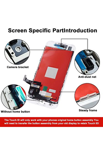 EFAITHFIX LCD Display for Iphone 7, White - CN