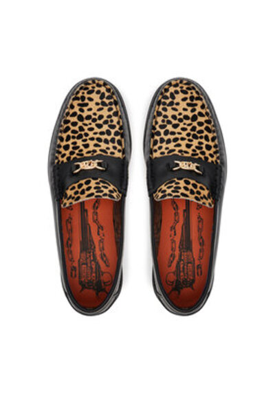 NAKED WOLFE Ανδρικά Μοκασίνια Μαύρα NAKED WOLFE-ROMA LEOPARD HAIR SNUFF LEATHER