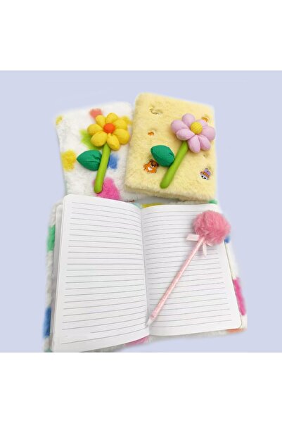 nesever store Plush Notebook, Lined and Floral, 80 Sheets, 21X14-