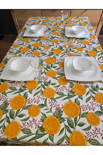 Angels' Collection Tablecloth with Orange Pattern and Water-Repellent Feature
