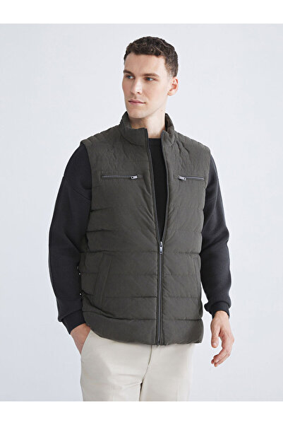 LC Waikiki Vestă gonflabilă pentru bărbați Khaki Standard Mold guler ridicat