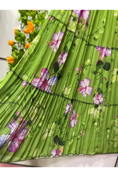 edu collection Patterned Chiffon Skirt with Lining