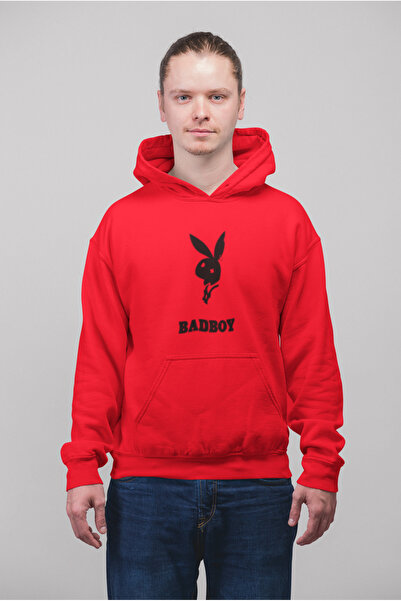 MG سترة رياضية من القطن مطبوع عليها BADBOY RABBIT بأكمام طويلة وثلاثة خيوط وق...