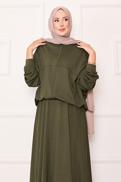 EBRUTESETTÜR Zippered Bomber Jacket Skirt Set