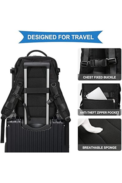 OEM Multifunctional Travel Backpack with Shoe and Wet Compartment, USB Port, Anti-Theft, 30x20x43cm Blac