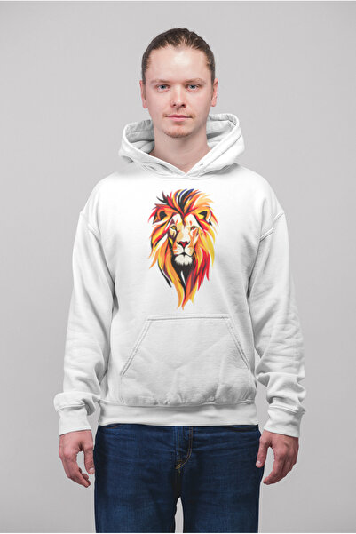 MG سترة رياضية رجالية بقلنسوة مطبوعة بطبعة الأسد، مصنوعة من القطن بأكمام طويل...