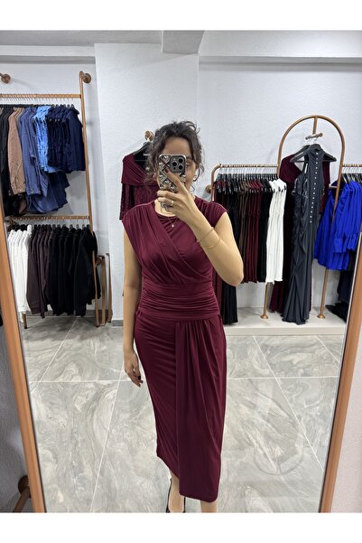 Erge boutique Drapeli Beli Kruvaze Elbise