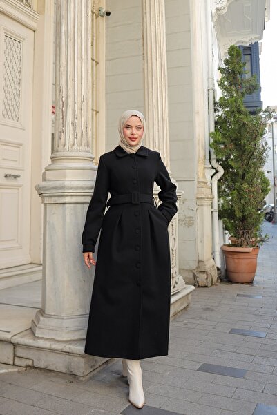 By Pommes Life معطف نسائي طويل بأزرار وحزام