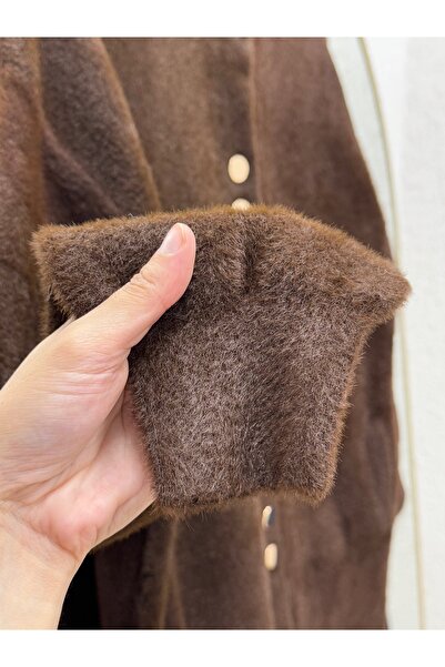 BENAHOLL Ferona Double Gold Button Plush Cap-Zi̇5251 Brown