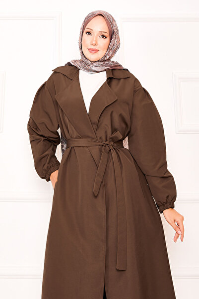 EBRUTESETTÜR Mobile Belted Hijab Trench Coat with Elasticated Sleeves