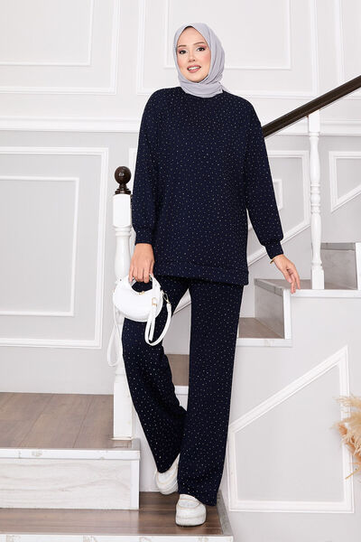 EBRUTESETTÜR Shimmering Crew Neck Two-Piece Set