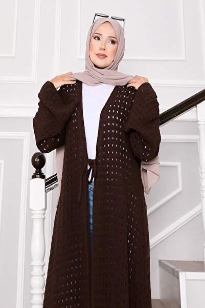 EBRUTESETTÜR Tie Front Knitwear Cardigan with Mesh Detail