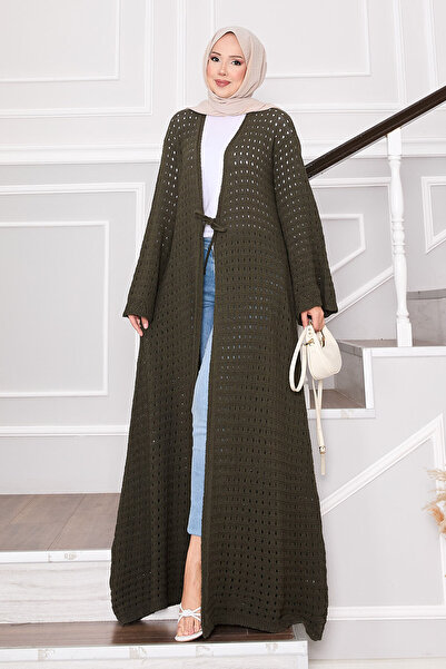 EBRUTESETTÜR Tie Front Knitwear Cardigan with Mesh Detail