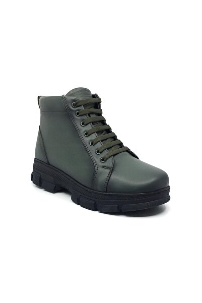 Taşpınar Ayakkabı 100% pravá kůže dámské zimní ležérní tenisky na zip khaki 3...