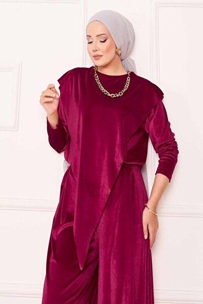 EBRUTESETTÜR Velvet Suit with Asymmetrical Detail on the Front