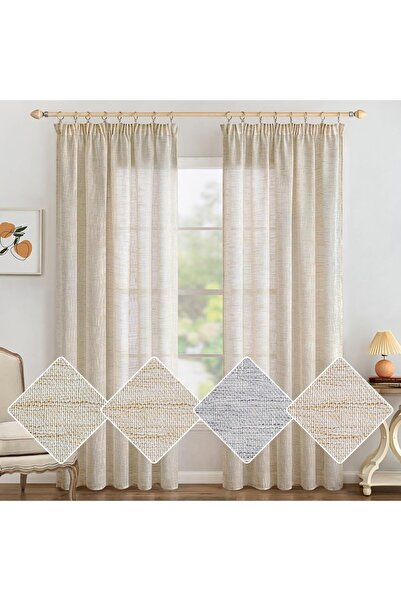 MIULEE Set 2 Draperii, 140 x 225 cm, Maro Deschis - CN