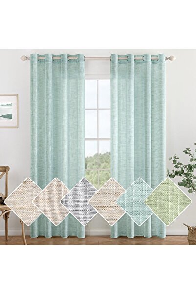 MIULEE Set of 2 Curtains, 140 x 145 cm, Light Blue - CN