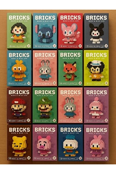 FM MARKET Bricks Sürpriz Figür – Piksel Tarzı Mini Yapboz Karakter (Rastgele ...