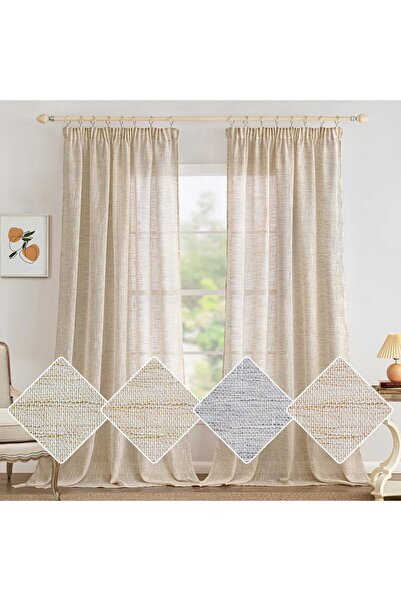 Bonmedico Set of 2 Curtains, 140 x 260 cm, Natural Color - CN