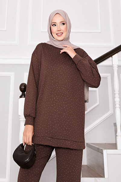 EBRUTESETTÜR Shimmering Crew Neck Two-Piece Set
