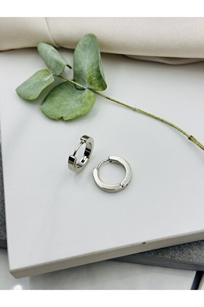 Unzilee أقراط فضية اللون من الفولاذ على شكل حلقة مربعة، رقم 1 لا تغير لونها