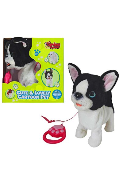 Luminoo SEVİMLİ PELÜŞ FRANSIZ BULLDOG KÖPEK TASMALI YÜRÜYEN HAVLAYAN SESLİ