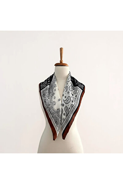 Bohem kutusu وشاح ساتان منقوش بنمط عرقي أنيق - فولار - شال - باندانا 70*70 سم