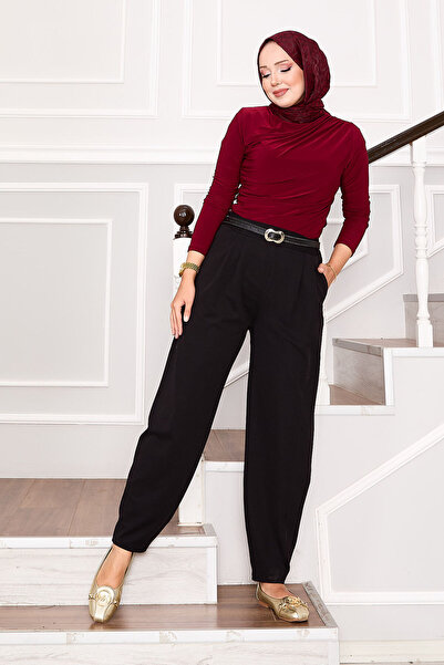 EBRUTESETTÜR Front Pleated Detailed Pocketed Trousers Black