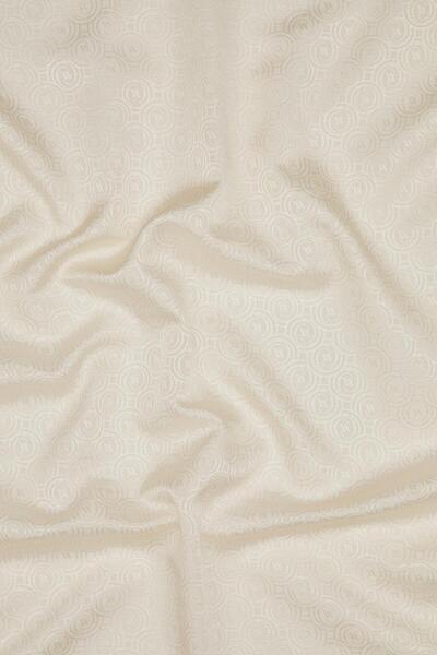 Vakko Cotton Silk Striped Monogram Shawl 41728-Ecru