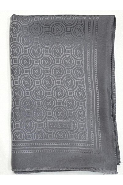 Vakko Jacquard Silk Special Series Monogram Shawl 41364-Grey