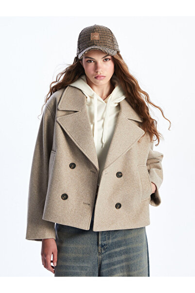 LC Waikiki Kruvaze Yaka Kadın Kaşe Ceket (W5)