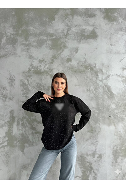 mylunessa Stoned Triangle Black Long Sleeve Sweatshirt