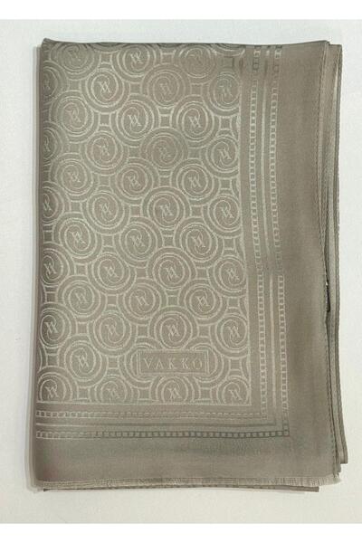Vakko Jacquard Silk Special Series Monogram Shawl 41364-Mink