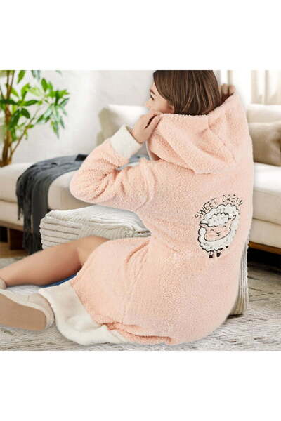 Intisimo Halat de baie pentru femei, pufos, Cocolino, cu glugă, Sweet Dream, roz deschis - L