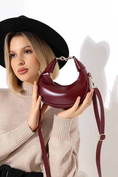 BALANZ Geantă mică pentru femei Burgundy bretea crossbody Geantă de umăr și d...