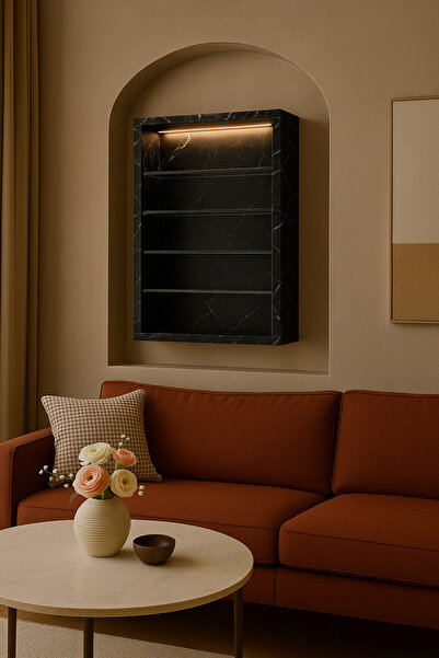 xhomedekor Efes mermer desen 75x50x15 vitrin&gümüşlük kahve köşesi