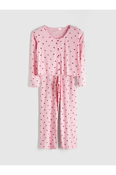 LC Waikiki LCW DREAM Petite Bisiklet Yaka Çiçekli Kadın Pijama Takımı