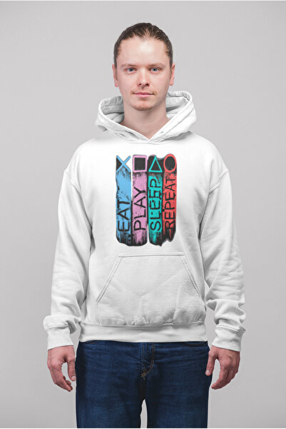 MG سترة رياضية قطنية مطبوعة بأكمام طويلة وقلنسوة بثلاث خيوط